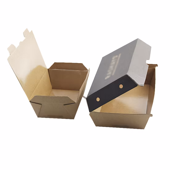 Scatola di carta ondulata per imballaggio alimentare usa e getta per hot dog e hamburger